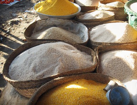 Helping Hamds Noramise: Cornmeal and rice at market, Limbé, Haiti